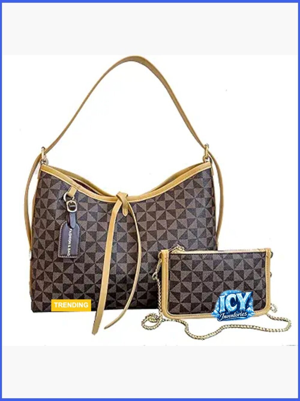 PU Leather Tote Bag with Coin Purse - Zipper Closure Shoulder Bag